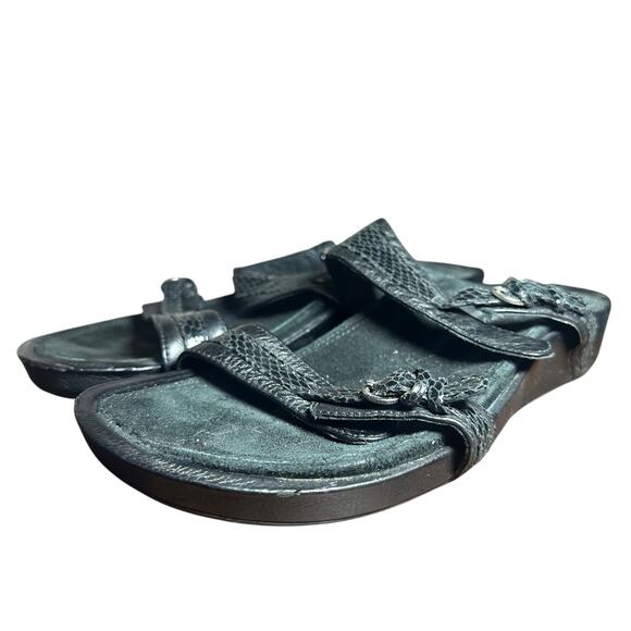 Aetrex Sandalistas Black Leather Sandals Adjustable Orthopedic Comfort Sz 8 1/2 - Picture 6 of 12